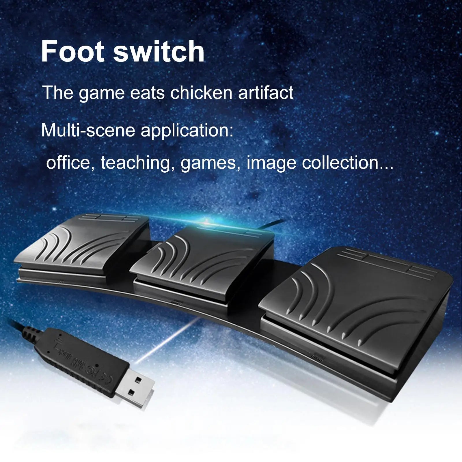 Upgraded USB Triple Foot Pedal Game Control Action Footswitch PC Game Foot Pedal for Office Equipment PC Laptop Mouse Keyboard