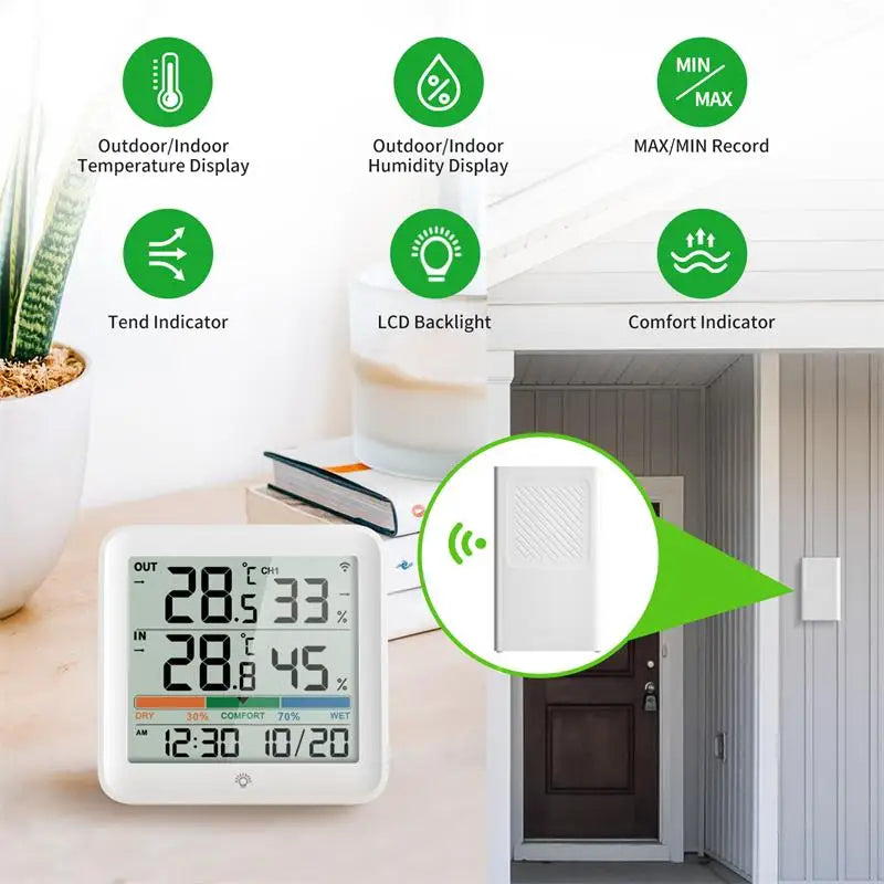 NOKLEAD LCD Digital Thermometer Hygrometer Indoor Outdoor Temperature Humidity Meter Temperature And Humidity Sensor Office Home