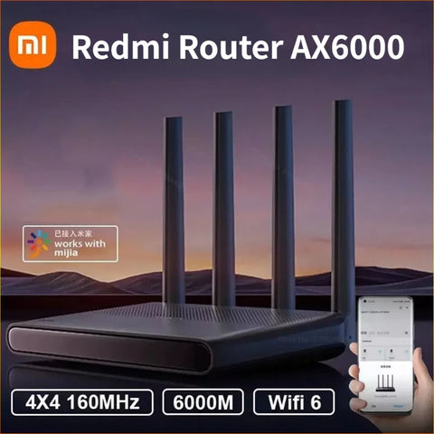 New Xiaomi Redmi Router AX6000 Repeater WiFi Extender VPN IPTV Mesh Networking 8 Signal Amplifiers 512MB OFDMA MU-MIMO Mi Home
