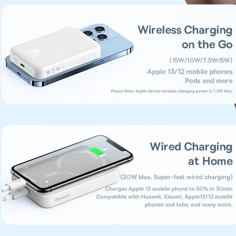 Baseus Power Bank 10000mAh Mini Magnetic Wireless Fast Charge Auto-wake For iPhone 15 14 13  Pro Max Magnetic Powerbank