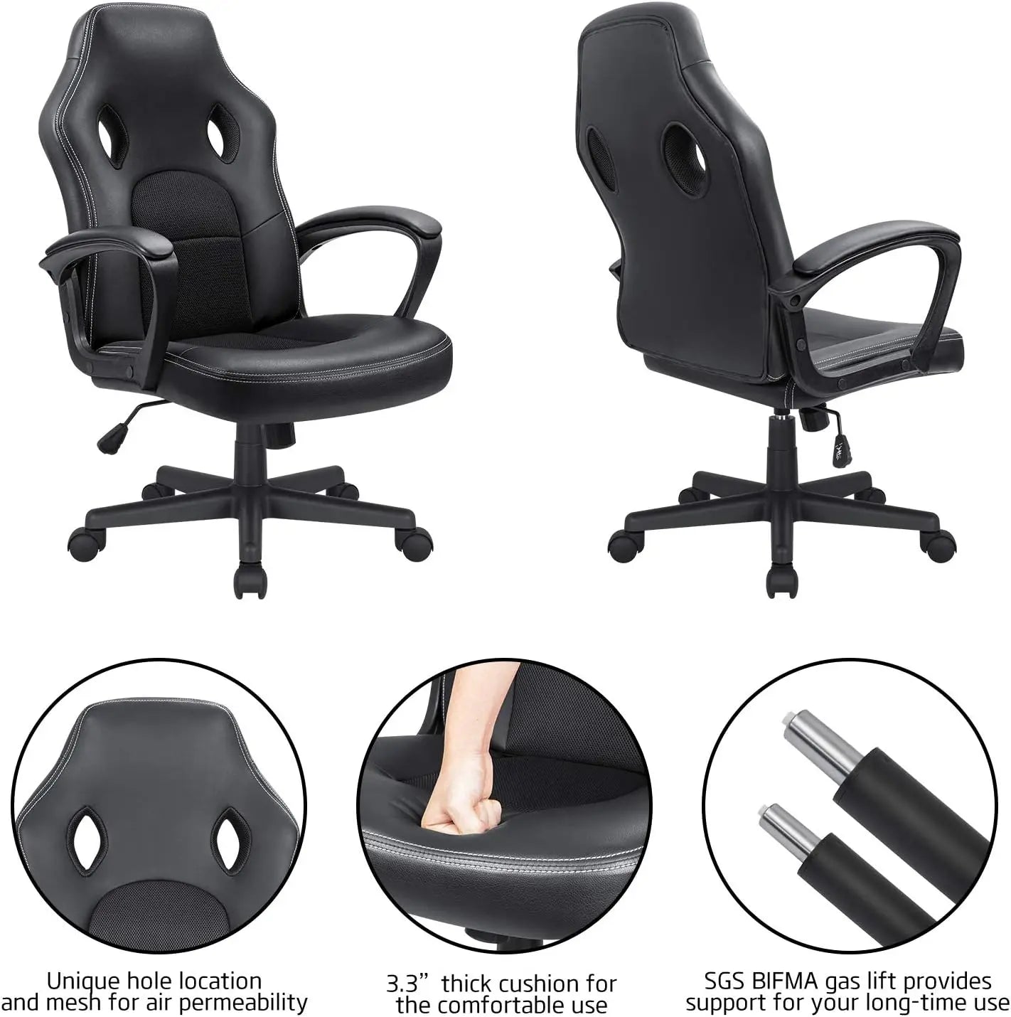 Office Gaming Chair High Back Leather Computer Chairs Ergonomic Height Adjustable Racing Game Desk Chair Executive Confe