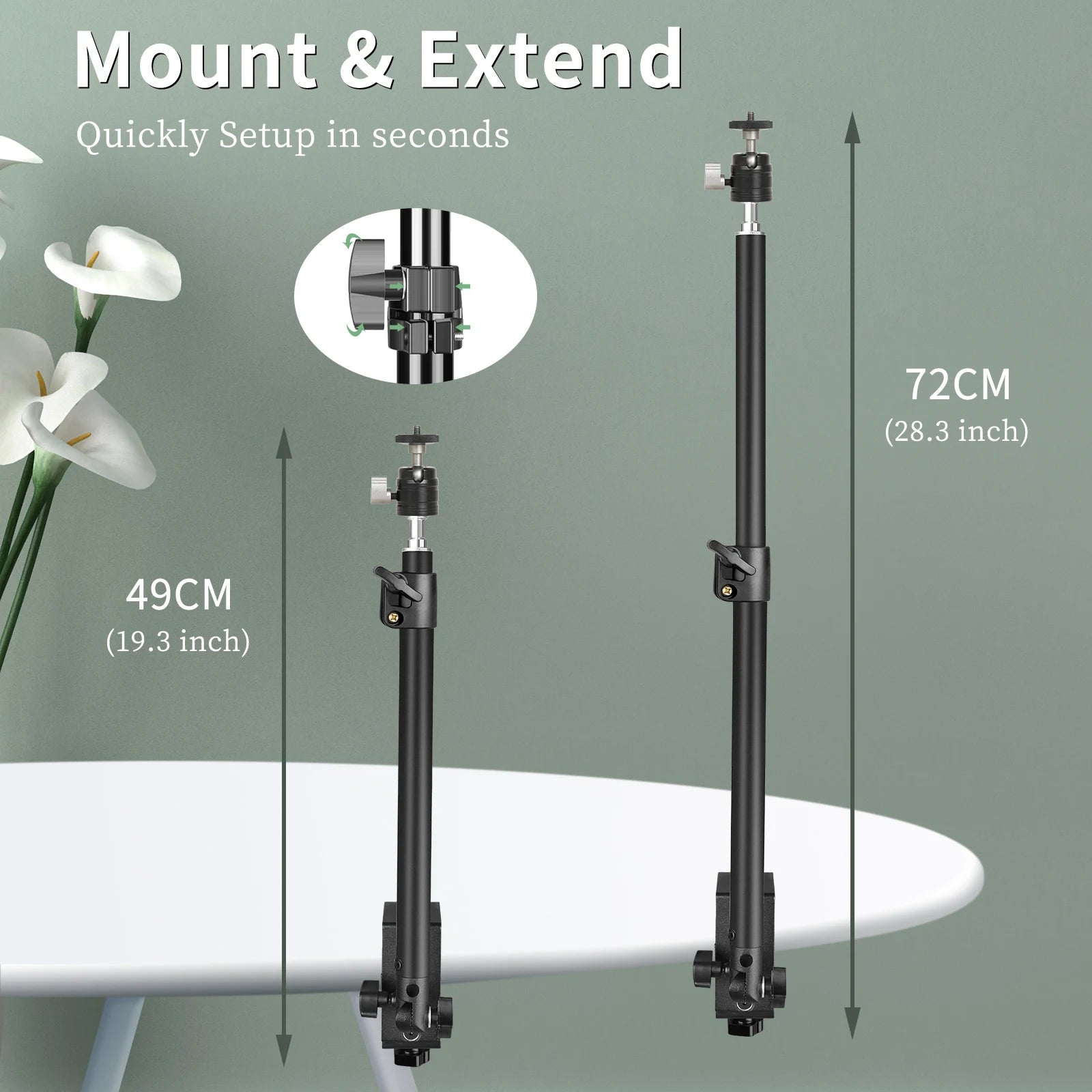 SH Desk Mount Stand With Ball Head ,Adjustable Table Frosted Tripod Stand Use For Ring Light,Video,Projector，Photo Studio Kit