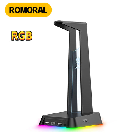 RGB Gaming Headphone Stand 3 USB Port Touch Control Strip Light Gaming Headset Holder Earphone Accessories