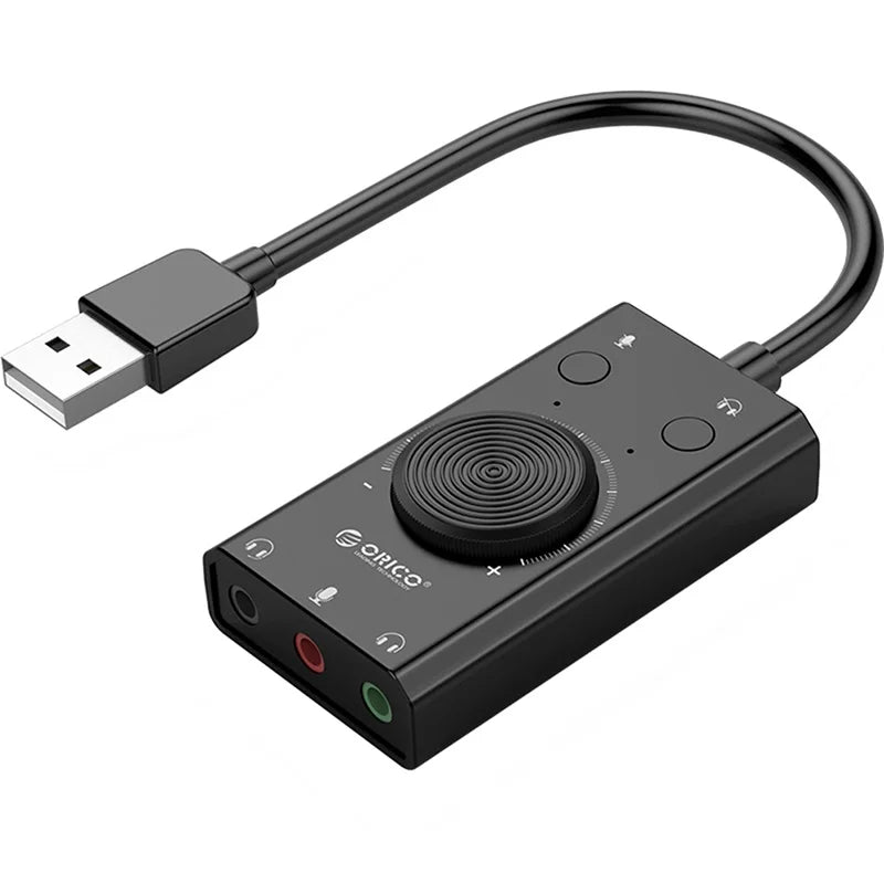 External USB Sound Card For Microphone Earphone 2 In 1 With 3 Port Output Volume Adjustable External For Windows Mac