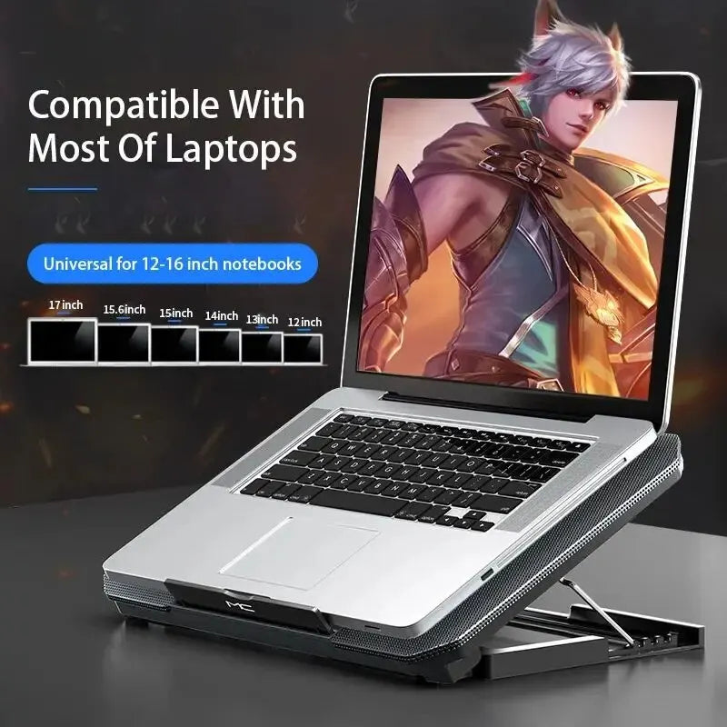 Large Gaming Laptop Cooler For 13 to 16 Inch Notebook Two USB Port Laptop Cooling Pads Wind Speed/Height Adjustable Laptop Stand