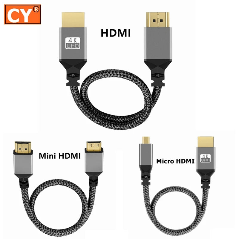 Nylon Braid 4K 60HZ TPU HDMI 1080P Micro Mini TO HDMI-Compatible Extension Male Cable For Camera PS3/4/5 Projector TV Box Laptop