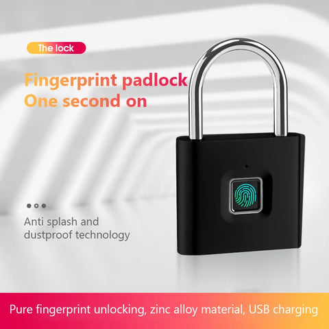 Fingerprint Lock Keyless Waterproof Anti-Theft Smart Lock Fingerprint Padlock Zinc Alloy Intelligent Safety Electronic DoorLock