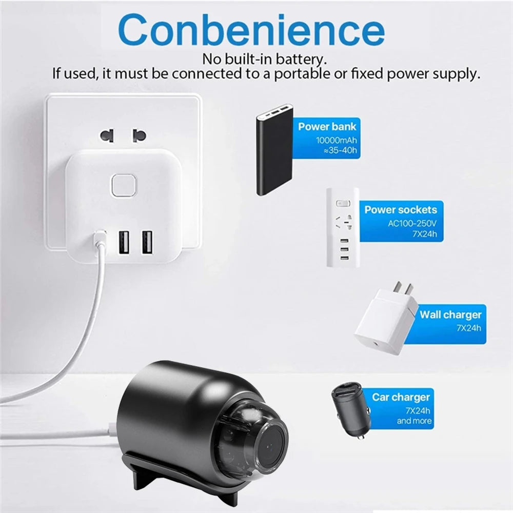 X5 Mini WiFi Camera 1080P HD Included Sound Detector for Home Office 140 Degrees Micro Baby Monitor For APP Remote Viewing