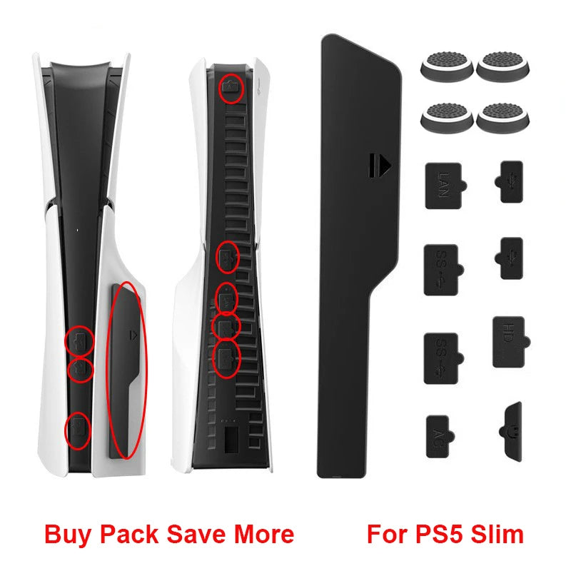 PS5 Slim Silicone Dust Plugs Set, Anti-dust Cover Dustproof Plug for Playstation 5 Slim Disk Version Console Accessories Pack