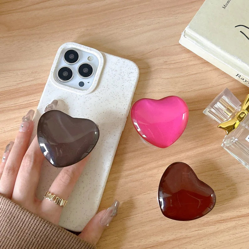 Grip Sockets Phone Pop Holder 3D Finger Grips Tok Love glass paste mobile phone bracket heart-shaped support frame