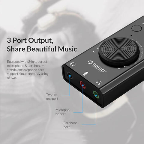 External USB Sound Card For Microphone Earphone 2 In 1 With 3 Port Output Volume Adjustable External For Windows Mac