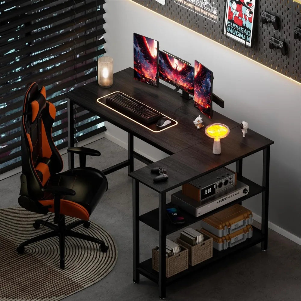 L Shaped Desk - 39" Home Office Computer Desk with Shelf, Gaming Desk Corner Table for Work, Writing and Study, Space-Saving