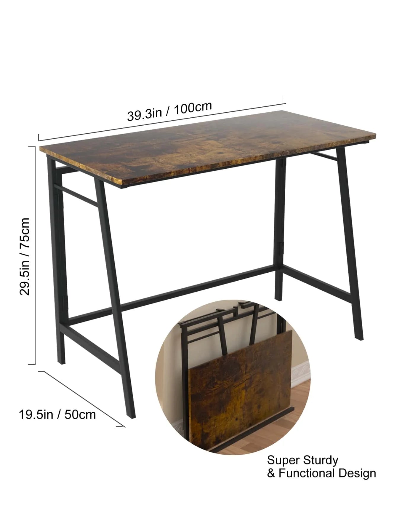 Folding Desk-40 Inch Writing Computer Desk, Space Saving Foldable Table, Modern Simple Style PC Table