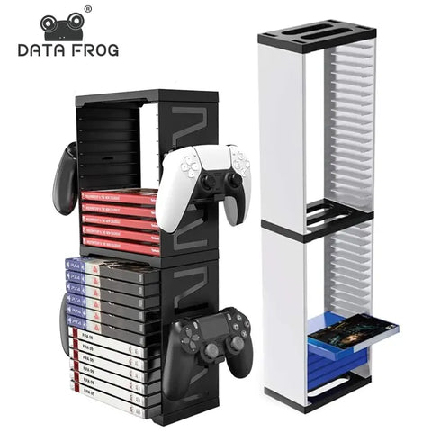 DATA FROG Video Game Storage for PS5/ PS4/ PS3/ Xbox Series S X/Xbox Game Shelf Organizer for Playstation DVD Game Holder Tower
