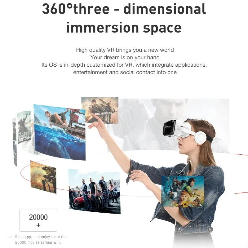 VR SHINECON G04BS Earphone Edition Smartphone Cinema 3D Glasses Virtual Reality Eye Lens Wearable Game Helmet VR Glasses