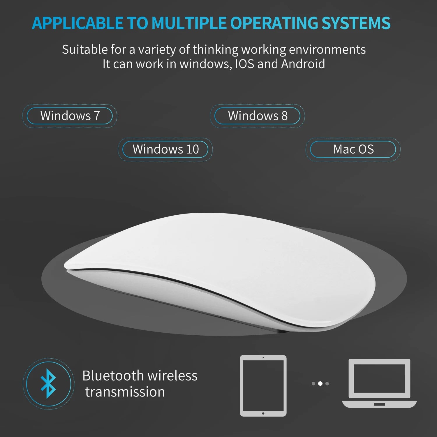 Bluetooth 4.0 Wireless Mouse Rechargeable Silent Multi Arc Touch Mice Ultra-thin Magic Mouse For Laptop Ipad Mac PC Macbook