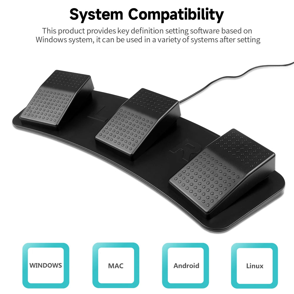 FS23-PM USB Triple Foot Switch Multifunctional Customized Foot Pedal Mechanical Switch for Image Acquisition Music Game Control
