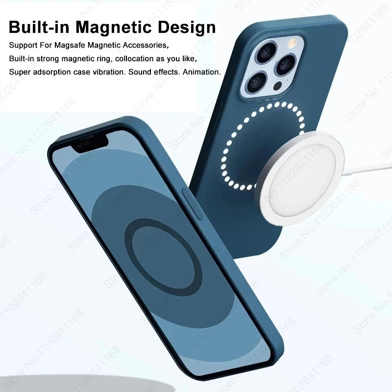 Official Original Animated Leather Cases For iPhone 15 14 13 Pro Max For Magsafe Magnetic Wireless Charging Cover For 14 15 Plus